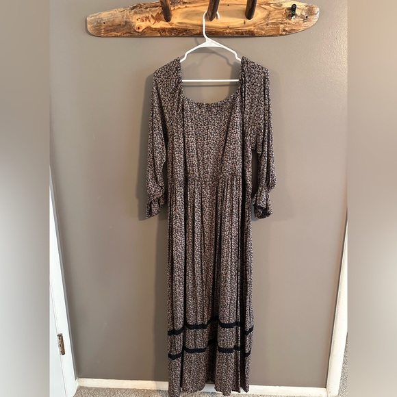 NATURAL LIFE DITZY FLORAL SQUARE NECK COTTAGECORE BOHO MAXI DRESS SIZE MEDIUM - Picture 9 of 11